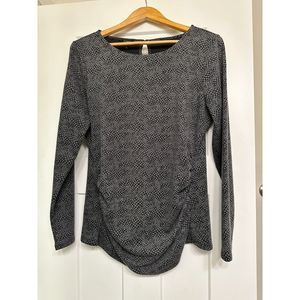 Talbots Women's Large Gray Top Side Long Sleeves Textured Button Keyhole